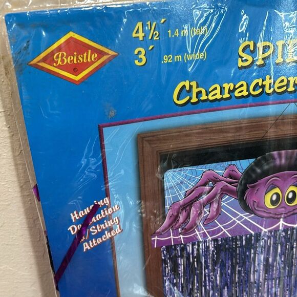 NEW! Vintage Beistle Halloween Hanging Spider Curtain Circa 2001 - Picture 3 of 5